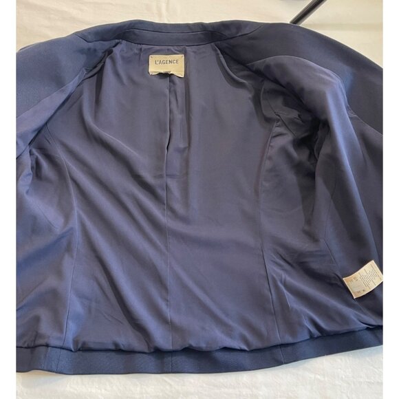 L'Agence Jennah Cropped Single Breasted Blazer Navy Blue - Picture 4 of 12